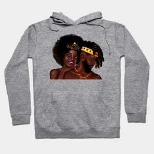 African Man and Woman in Love, Afro King and Queen Hoodie